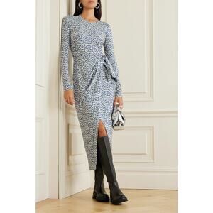 Isabel Etoile Marant Lisy Draped Printed Stretch-Crepe Midi Dress